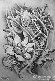 Lotus Tintenfisch Linie Entwurf Tattoo Bild