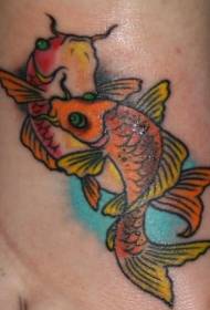 käsivarren väri yksinkertainen kaksi kalaa tatuointi malli