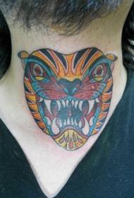 Neck Cartoon Tiger Head Creative Tattoo Pattern