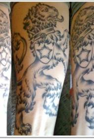 arm black gray cute bohemian lion tattoo