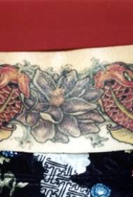 waist Asian brocade Squid and lotus tattoo pattern