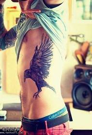 waist flying eagle head tattoo pattern