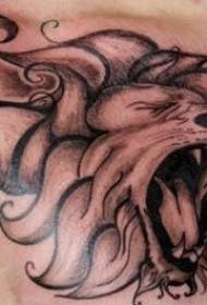 shoulder brown original style roaring lion Tattoo