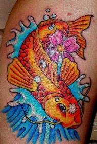 腿色日本錦鯉紋身圖案