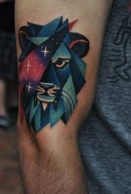 arm colored starry lion tattoo pattern