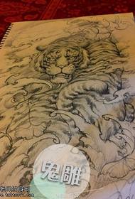 sketch tiger manuscript tattoo pattern