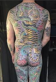 back snake tiger war tattoo pattern