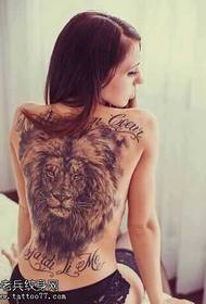full back lion Ingarangi tauira tattoo
