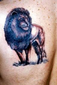 shoulder blue old lion tattoo pattern