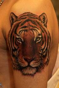 wzór tatuażu głowa ramienia tygrysa