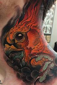 painted eagle tattoo pattern on the neck