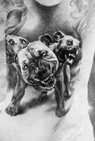 a variety of horrible painted animal hell three-headed dog tattoo pattern