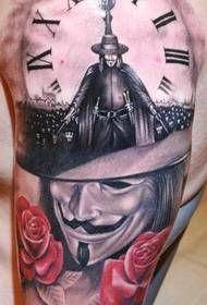 a V-Vendetta tattoo pattern