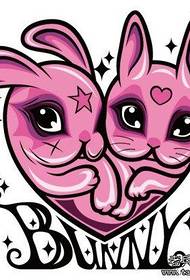귀여운 토끼 사랑 문신 패턴