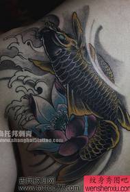 back classic carp lotus tattoo pattern