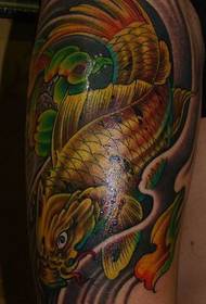 leg color squid lotus tattoo pattern