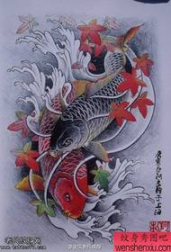 un grupo de obras de tatuaxe de peixe de carpa tradicional de tatuaje compartidas polo museo da tatuaxe