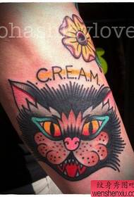 Arm of a popular European and American style cat tattoo pattern