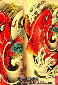krāsainu kalmāru peoniju tetovējuma modelis