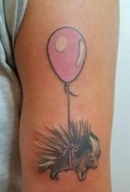 bashanyana letsohong ba penta li-balloons tse bonolo tsa mela e bonolo le litšoantšo tsa tattoo tsa hedgehog