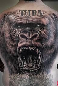 ein herrschsüchtiges Gorilla-Tattoo mit vollem Rücken
