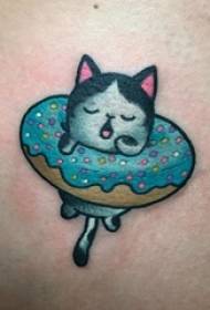 15 modeller galna söta målade tatueringsförmåga gradient tatuering Donut Tattoo Pattern
