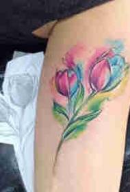 plusk atramentu kolorowymi roślinami i tatuażami zwierząt