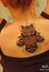 Girls' popular back owl tattoo designs