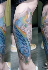 boys leg color squid tattoo pattern