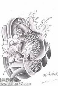 rukopis tetovania čiernej a bielej chobotnice