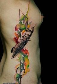 Watercolor Wind Grasshopper Tattoo Pattern