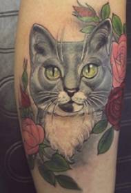 mala svježa mačka tetovaža raznolika obojena tetovaža životinja mala svježa mačka tetovaža uzorak