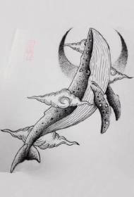 a group and whale theme Related tattoo pattern works and manuscript appreciation