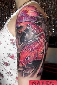 patrón de tatuaxe de luras: patrón de tatuaxe de loto de calamar de cor do brazo