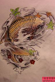 실용 오징어 단풍잎 문신 도안