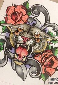 populært veldig kjekk tatoveringsmønster med fire øyne leopardhode