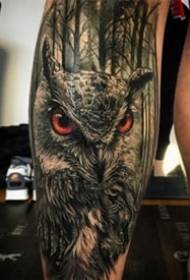 9 pieces of dark 3d realistic owl tattoo works