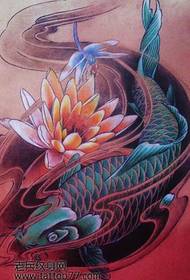 rękopis tatuażu kałamarnicy - kolorowy rękopis tatuażu lotosu