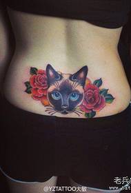 ເດັກຍິງ waist classic pop ຮູບແບບ tattoo cat
