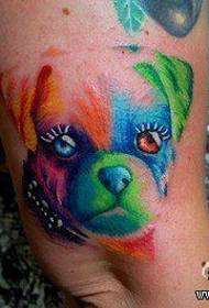 panangan populér klasik anu corak tattoo anak anjing anu warni