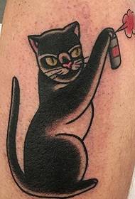 incomparável tatuagem tradicional gato preto tatuagem padrão