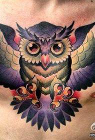male front chest super handsome domineering owl tattoo pattern