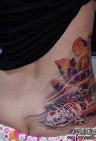beauty waist color squid lotus tattoo pattern