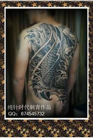 male back Domineering full black squid tattoo pattern