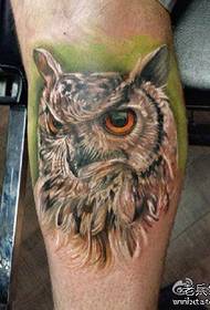leg popular classic color owl tattoo pattern