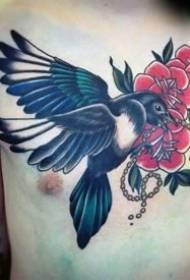 tattoo Magpie _10 ຂະຫນາດນ້ອຍຮູບພາບຂອງວຽກງານ tattoo ນົກ magpie