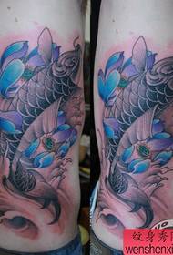 good looking Side waist squid lotus tattoo pattern