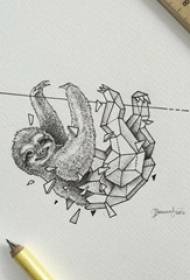 कालो खैरो स्केच ज्यामितीय तत्व रचनात्मक अमूर्त पशु टैटू पाण्डुलिपि