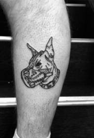 дечаци теле на црно сивој скици точка трн трик креативна слика животиња тетоважа