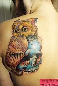 girl shoulders popular cool owl tattoo pattern